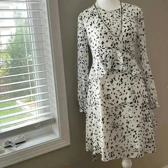 [4]Sam Edelman  Chiffon Ruffled Fleck Print Dress - Picture 3 of 11